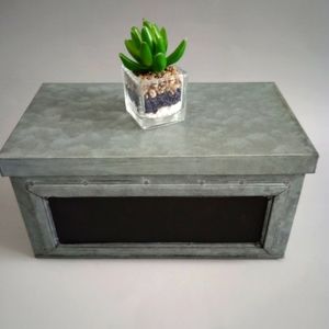 Decorative box galvanized laminate lightweight handles  removable lid new
